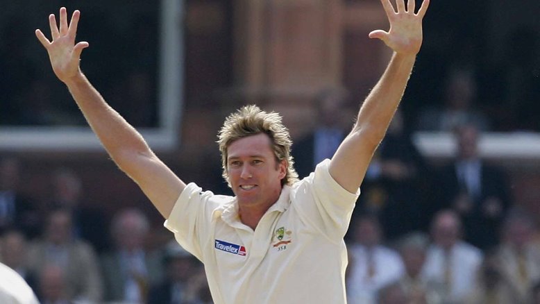 Glenn McGrath celebrates at Lord's